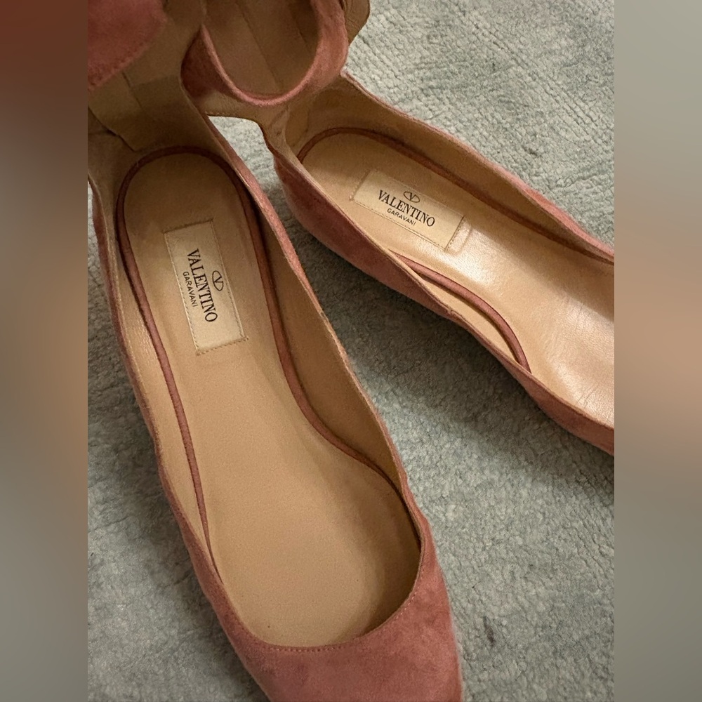 Valentino Dusty Pink Suede Ballet Flats 37.5 - Picture 4 of 15